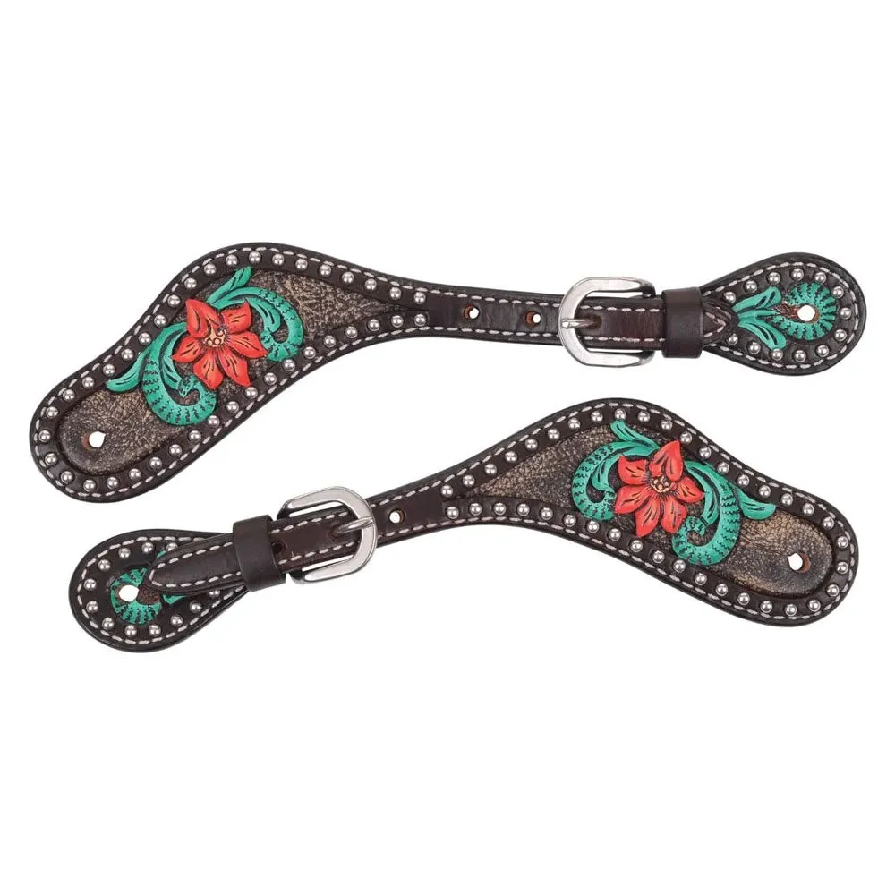 1000-35-SC Circle Y Cactus Flower Spur Strap