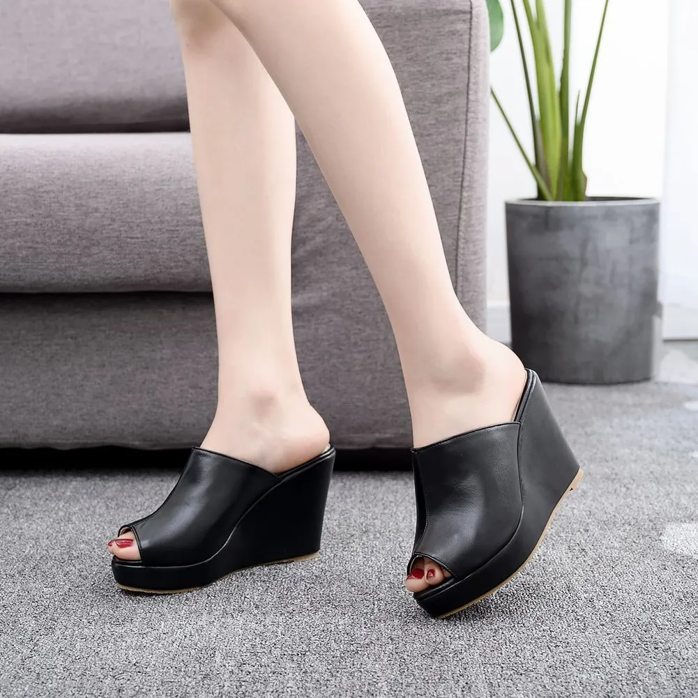 10cm Fishmouth Wedges Sandals Slippers