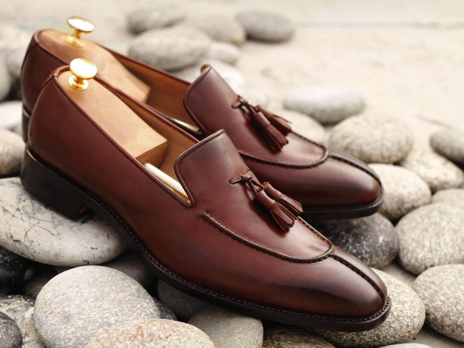 Awesome Handmade Men's Brown Leather Split Toe Tassel Loafers, Men Dress Formal Shoes