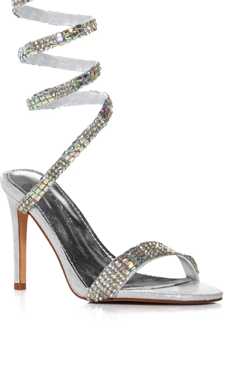 AZALEA WANG CIARDA EMBELLISHED SANDAL IN SILVER