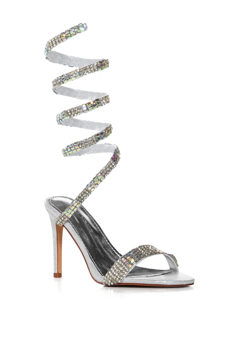 AZALEA WANG CIARDA EMBELLISHED SANDAL IN SILVER