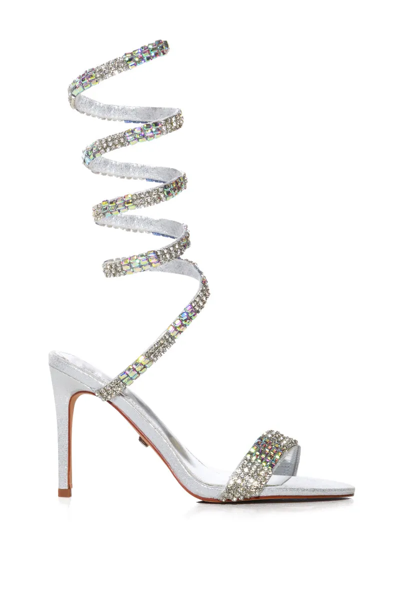 AZALEA WANG CIARDA EMBELLISHED SANDAL IN SILVER