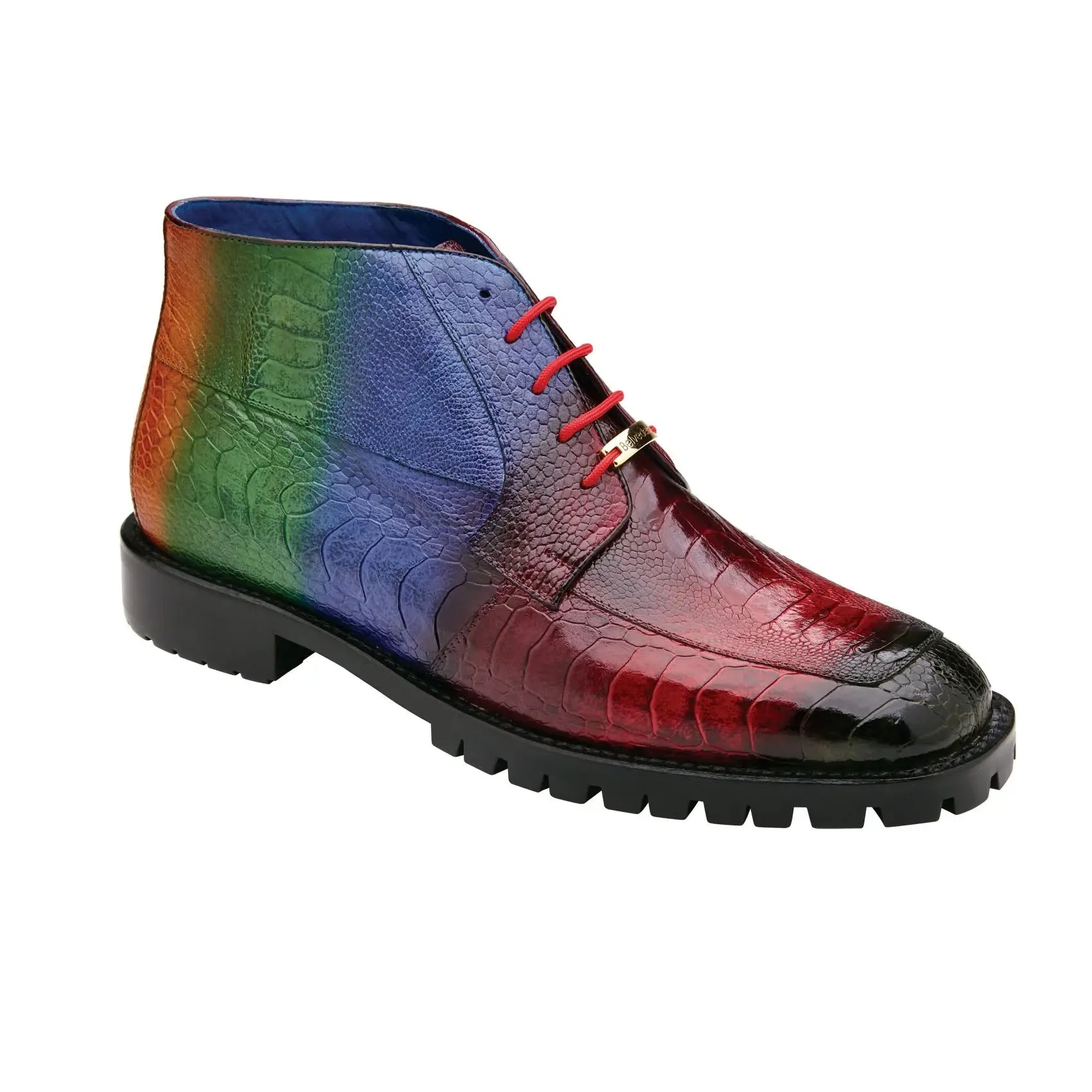 Belvedere Alvaro in Multi Color Genuine Hand Painted Ostrich Leg Boots