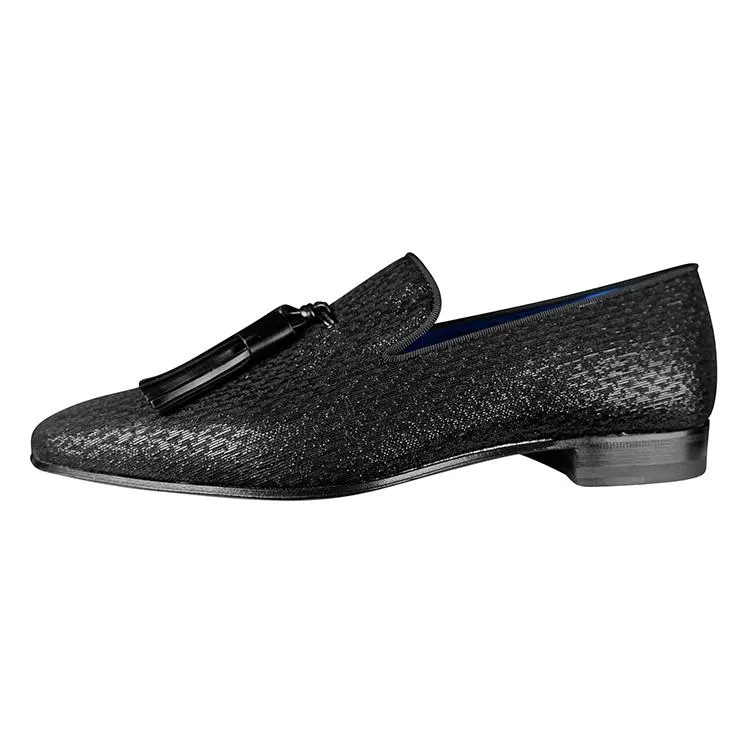 Black Diamante Tassel Loafer