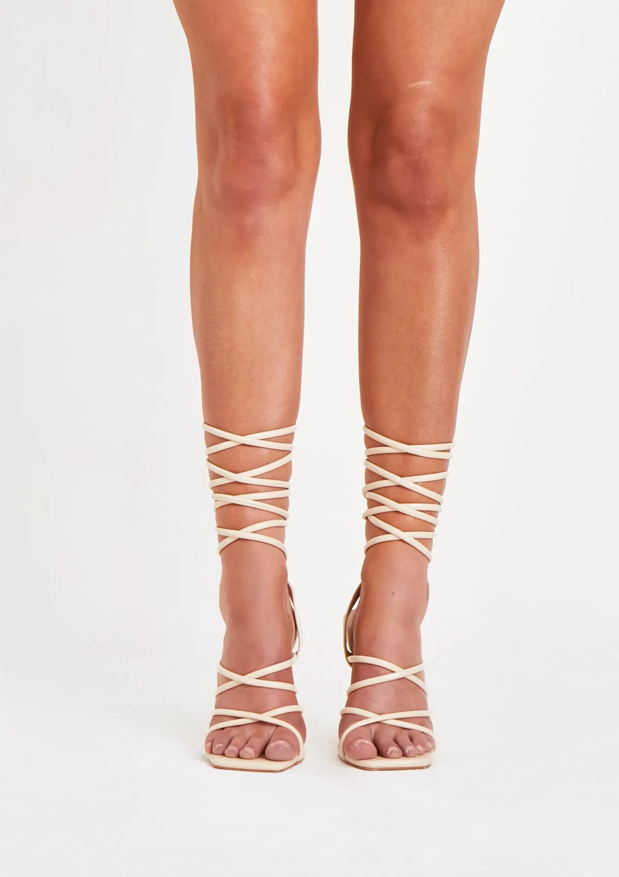 Cassidy Cream Strappy High Heel Sandals