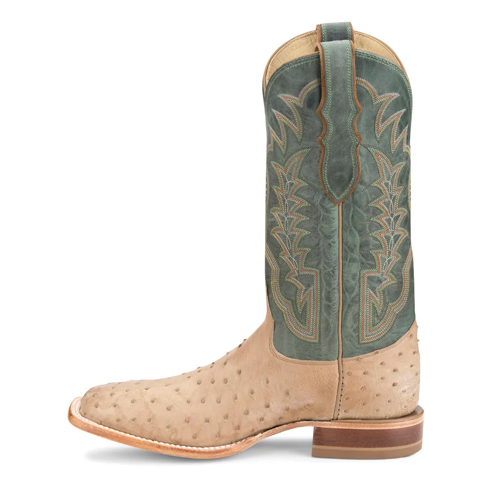 Chisolm Full Quill Ostrich Embroidered Square Toe Cowboy Boots