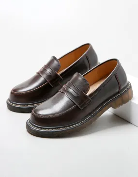 [Clearance]Handmade Round Head Mary Jane Shoes Loafers(Size39)