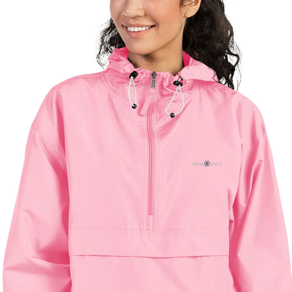 Embroidered Champion Packable Women Jacket - Pink