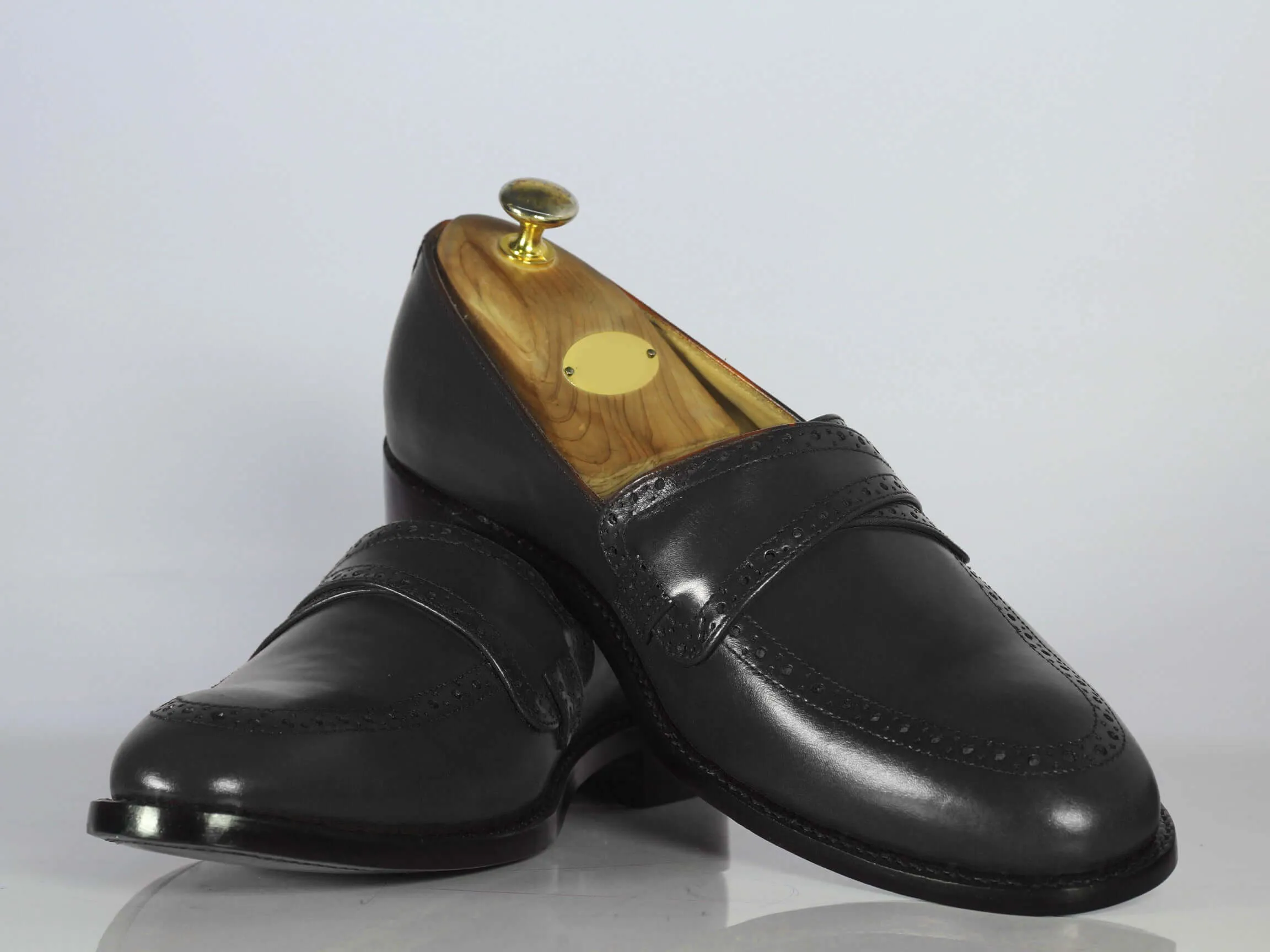 Handmade Men's Black Shoes, Men Leather Penny Loafers Shoes, Dress Formal Shoes