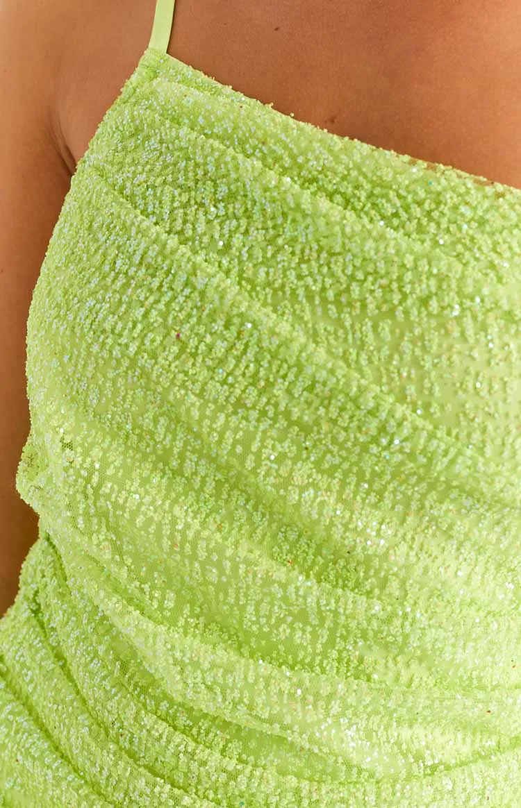 Honest Lime Sparkle Mini Dress