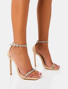 Jemma Nude Pu Diamante Barely There Barely There Stiletto Heels