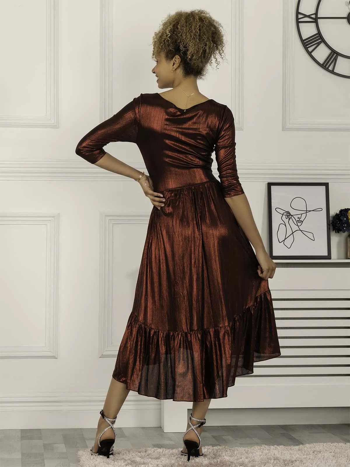 Jolie Moi Orly Sparkly Midi Dress, Burgundy