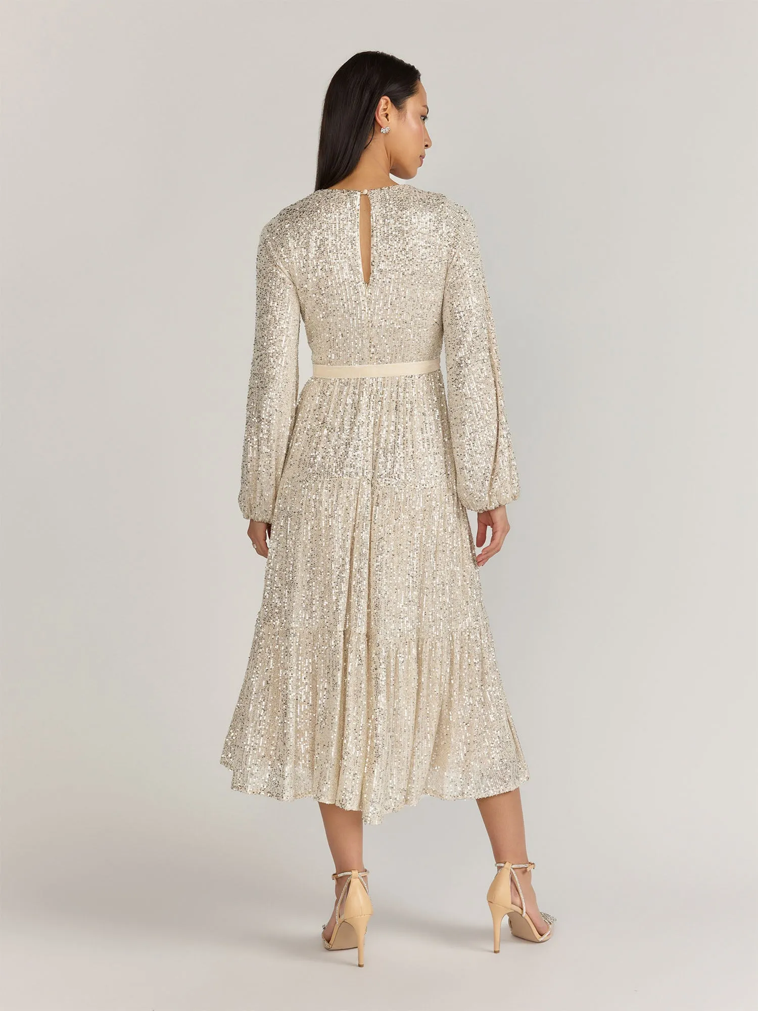 Just Me Tiered Sequin Wrap Dress - Brands We Love