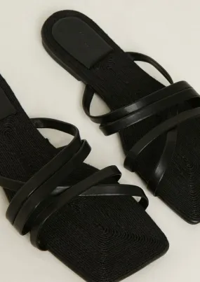 Kairi Black Strappy Flat Sandals