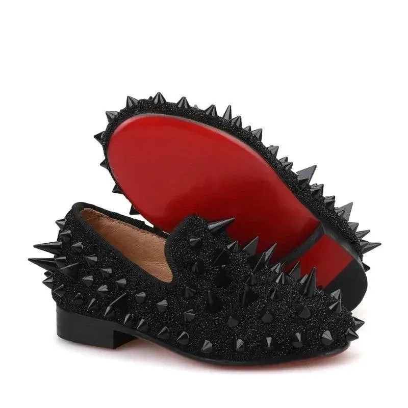 Kids Loafers Spiked Elegance: Handmade Children's Loafers