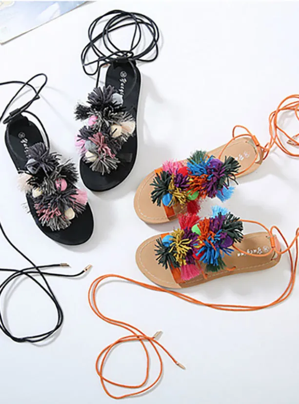 Lace Up Open Toe Sandals Handmade Rome