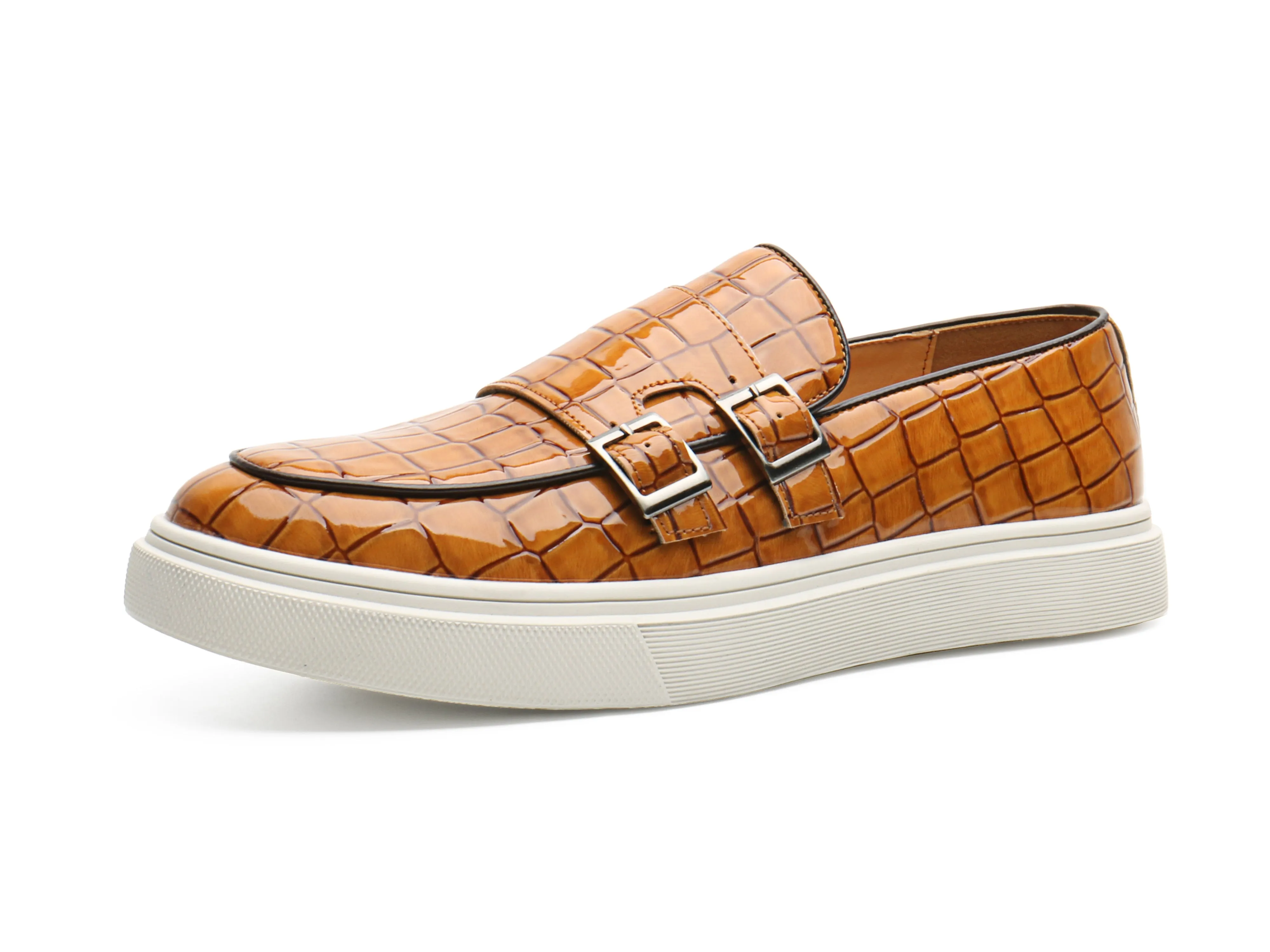 Men's Croc Effect Buckle Loafers