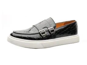 Men's Croc Effect Buckle Loafers