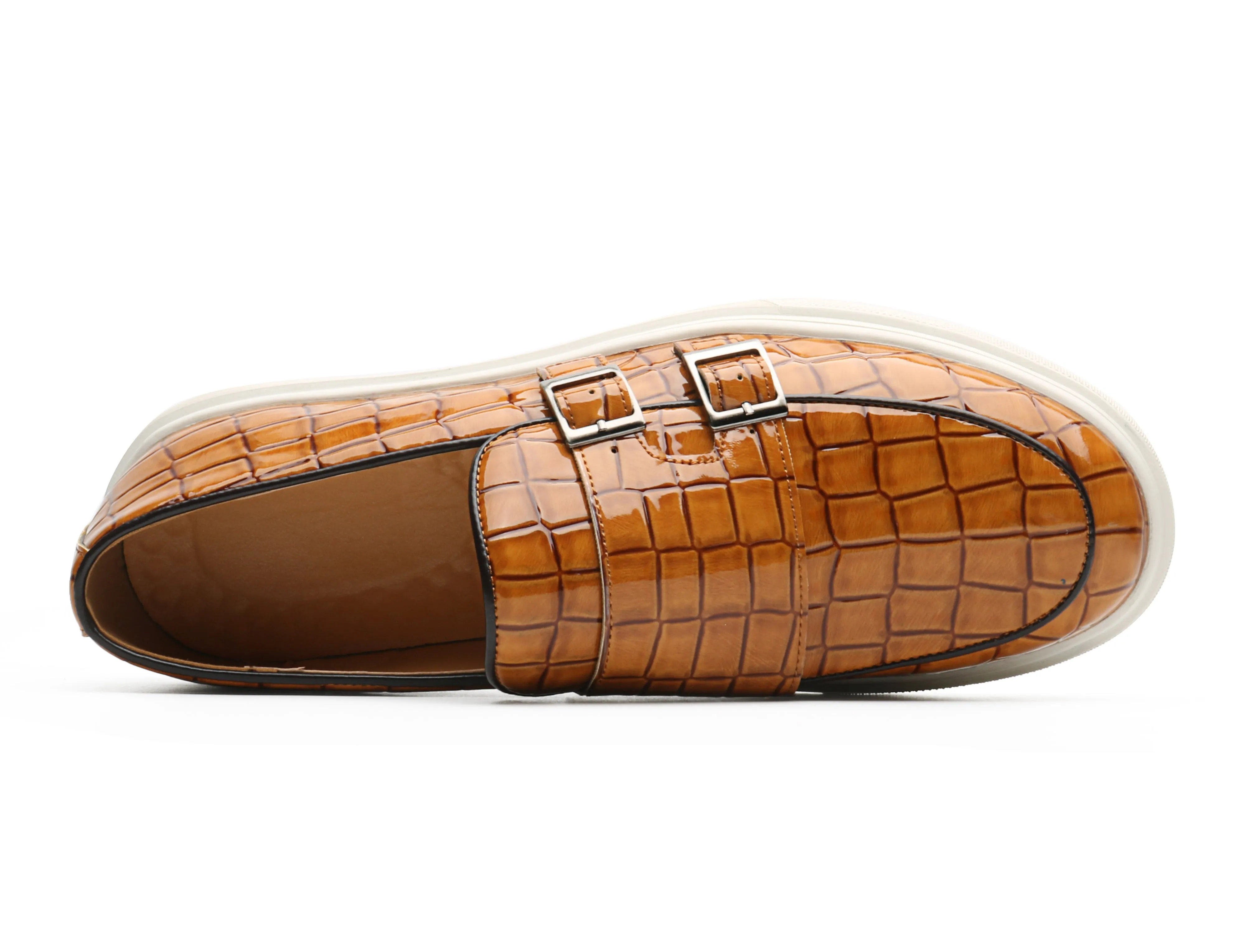 Men's Croc Effect Buckle Loafers