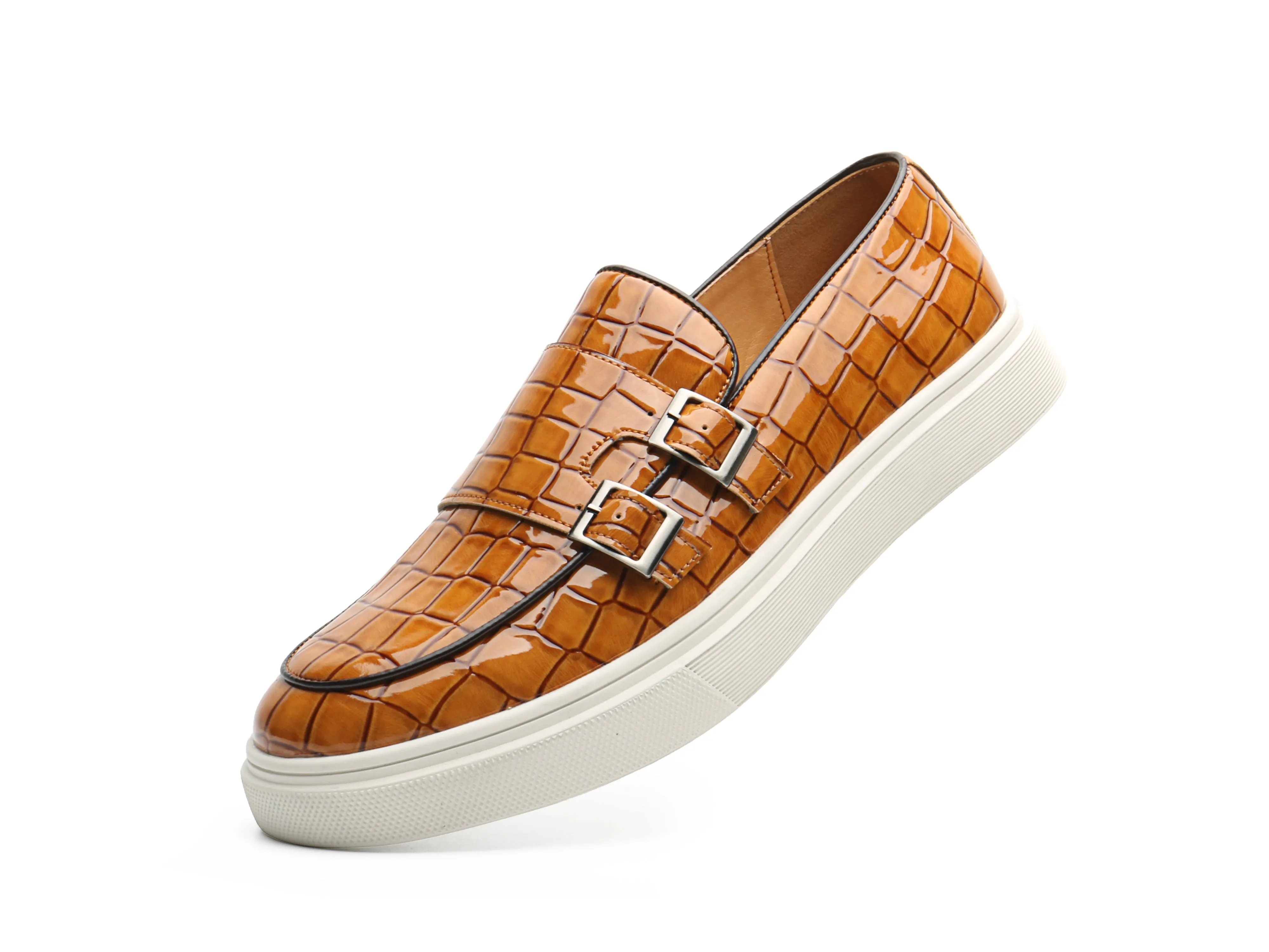 Men's Croc Effect Buckle Loafers