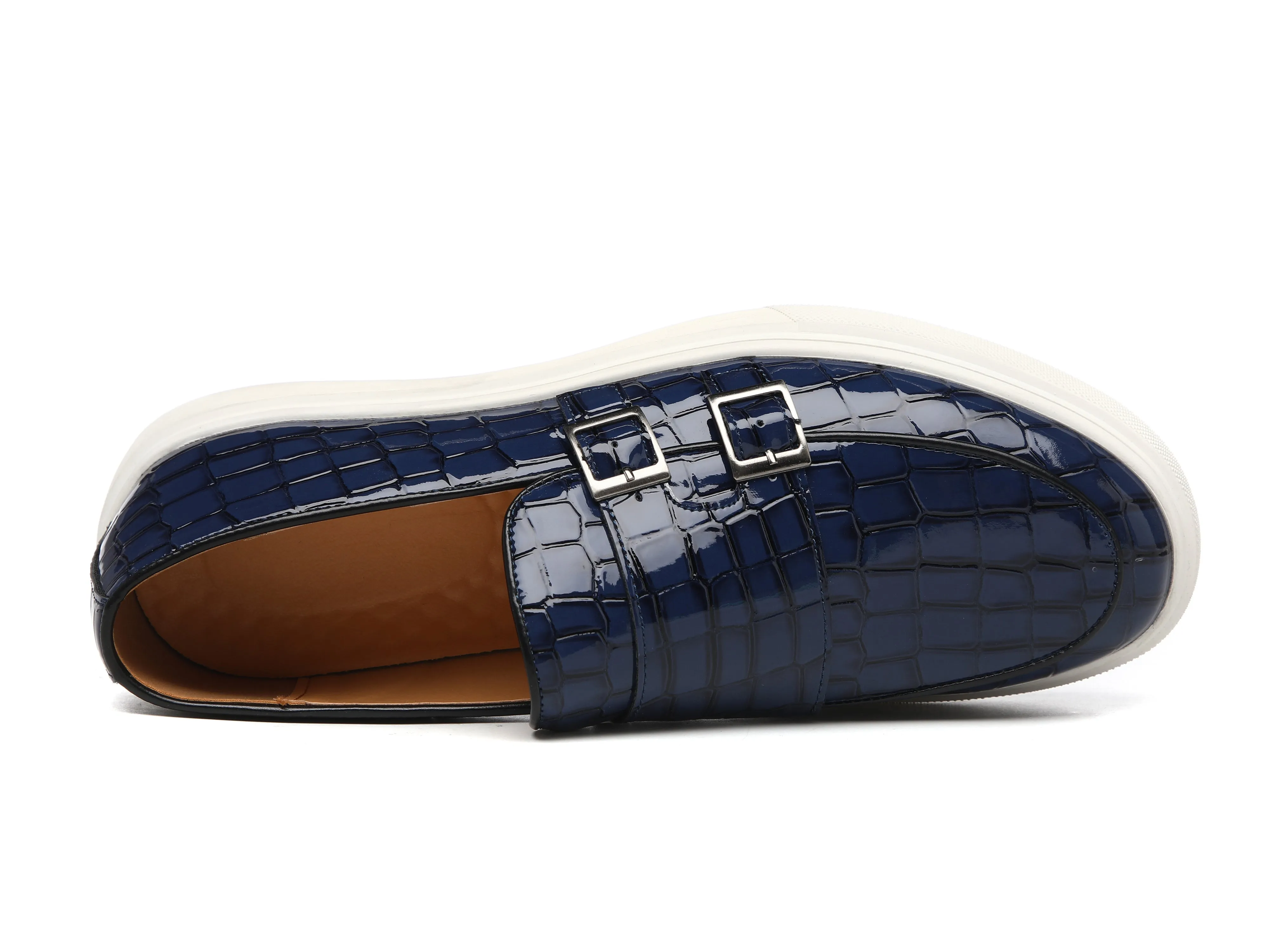 Men's Croc Effect Buckle Loafers