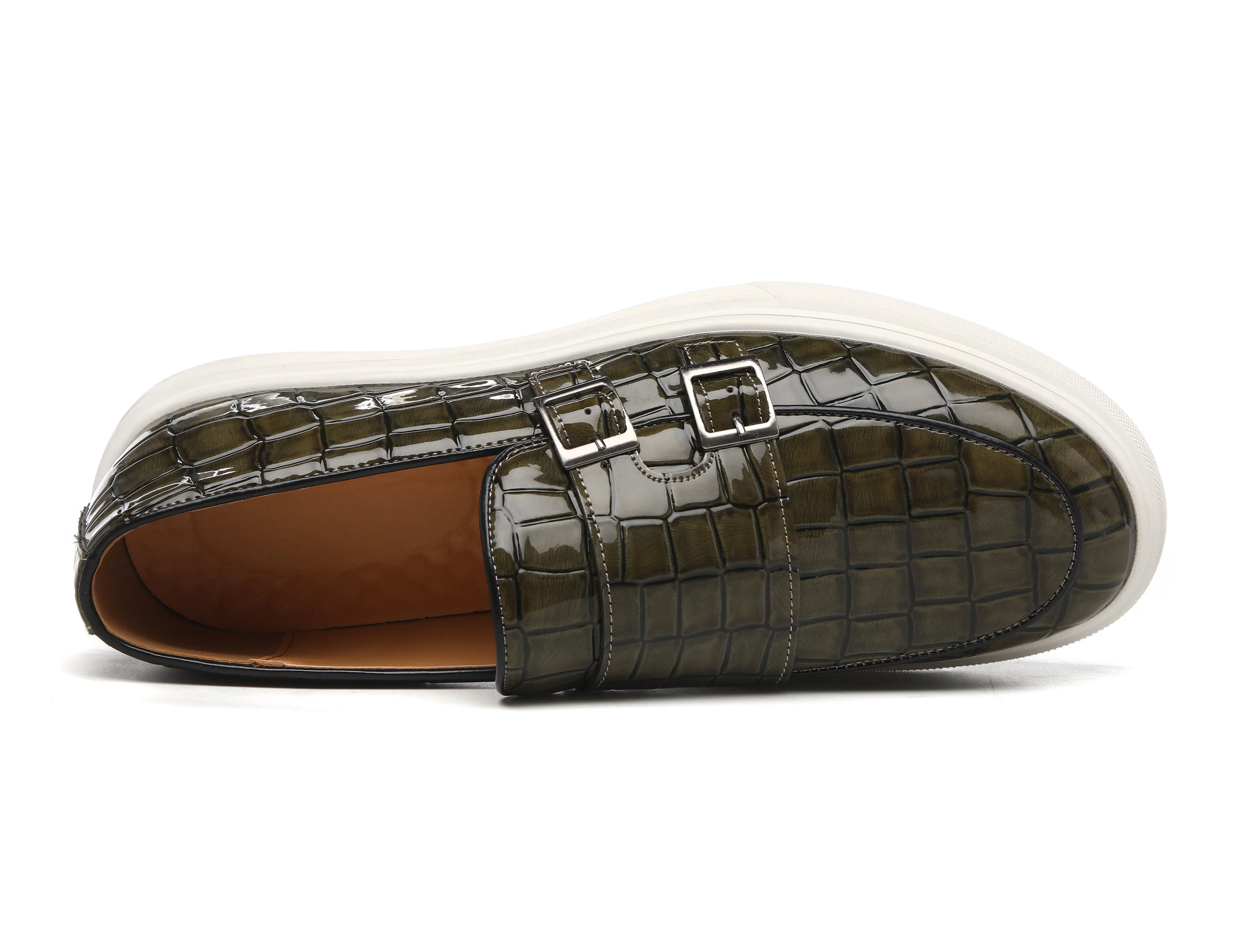 Men's Croc Effect Buckle Loafers