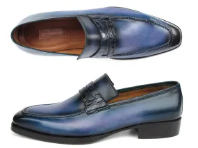 Paul Parkman Men's Blue Patina Handmade Loafers