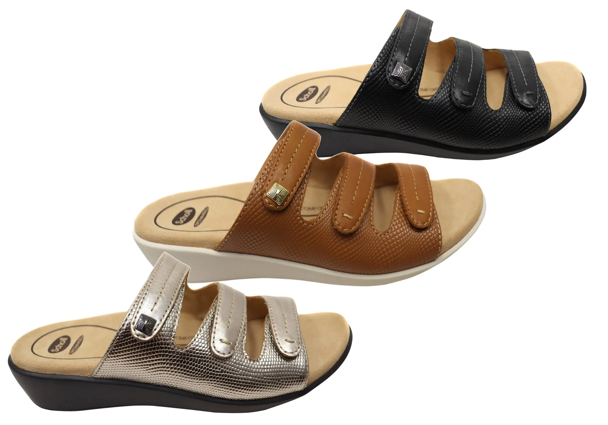 Scholl Orthaheel Tali Womens Comfortable Leather Slides Sandals