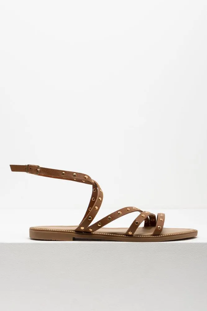 Studded Strappy Sandal Brown