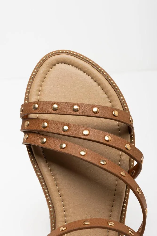 Studded Strappy Sandal Brown