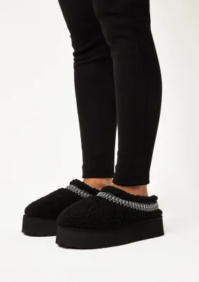 Tammy Black Platform Faux Shearling Slip On Boots