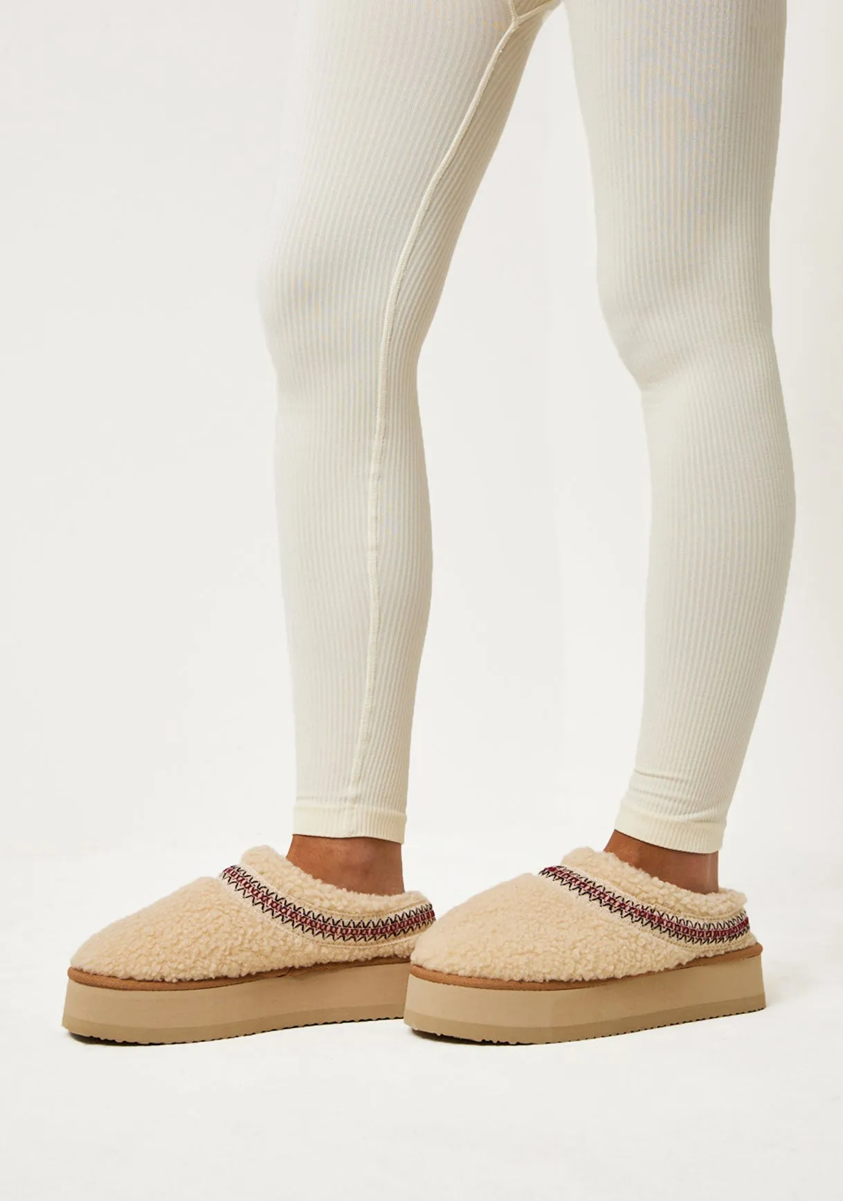 Tammy Cream Platform Faux Shearling Slip On Boots