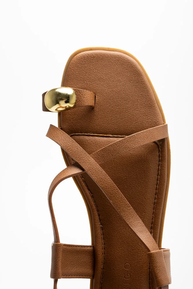 Toe Post Strappy Sandal Brown