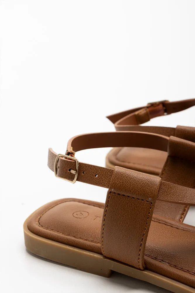 Toe Post Strappy Sandal Brown