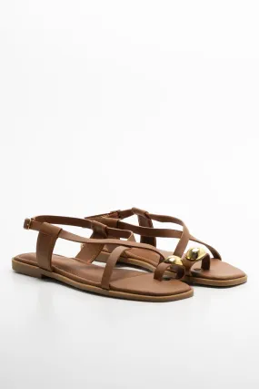 Toe Post Strappy Sandal Brown