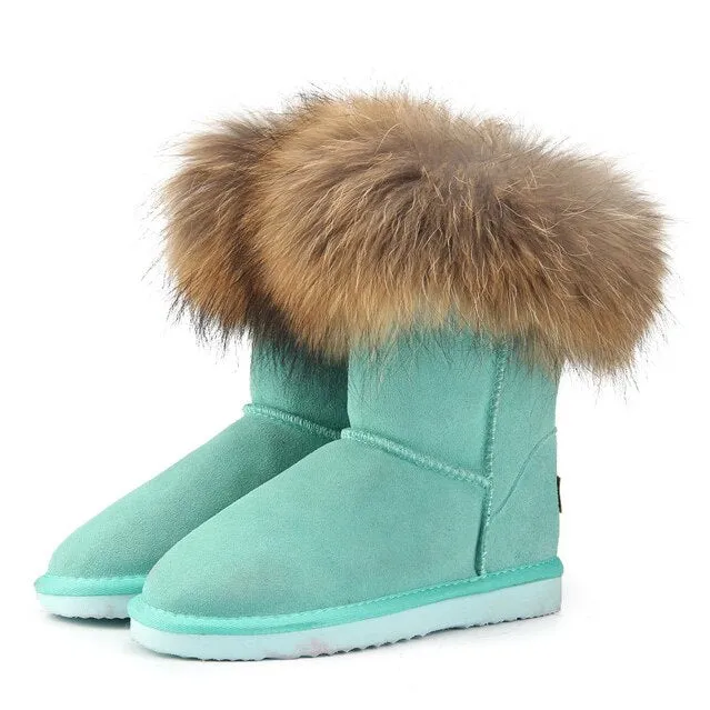 Women's Fox Fur Snow Boots kay