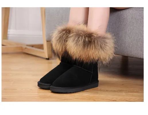 Women's Fox Fur Snow Boots kay