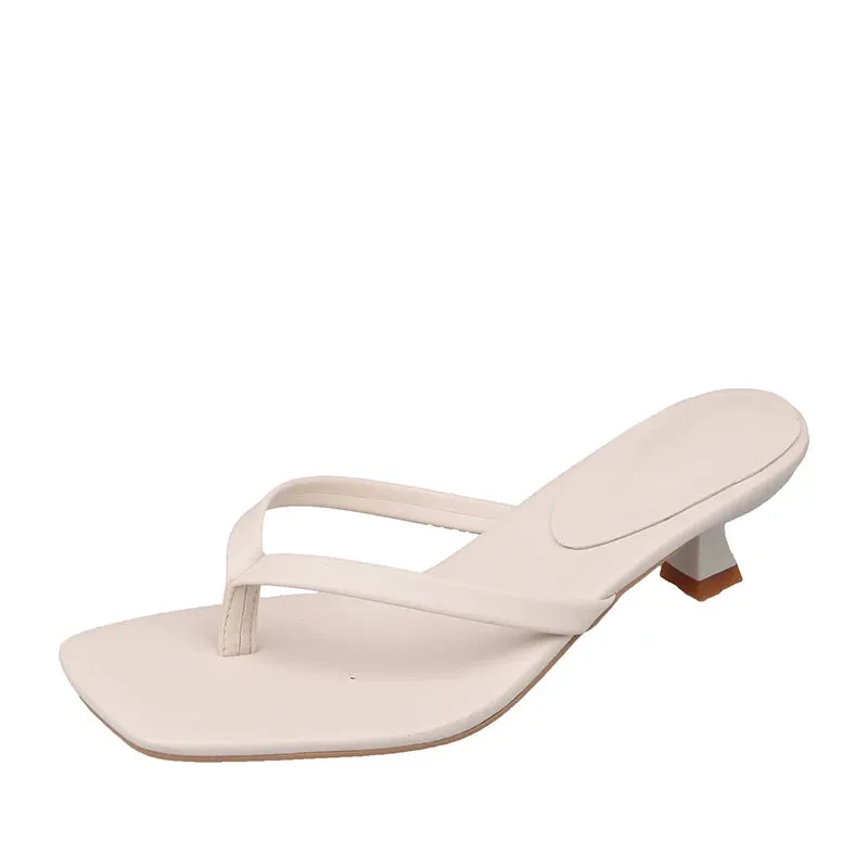 Women's Kitten Heel Thong Eco Leather Sandals