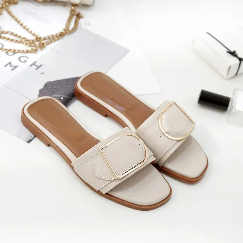 Women's Summer Leather Flats Sandals