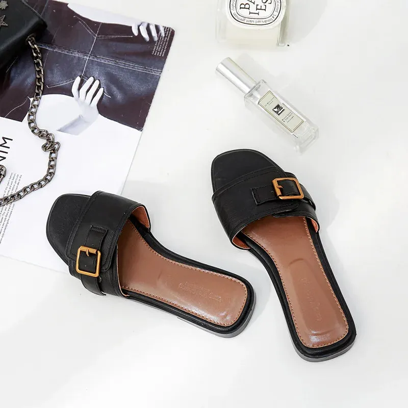 Women's Summer Leather Flats Sandals