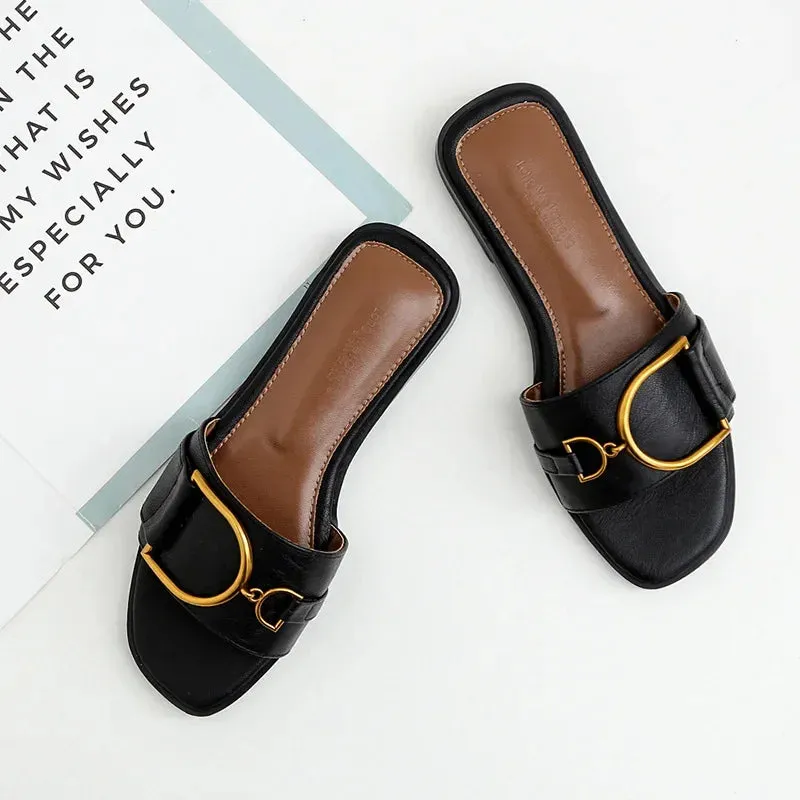 Women's Summer Leather Flats Sandals