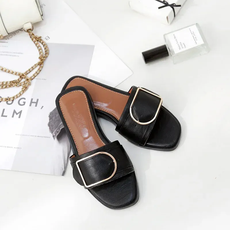 Women's Summer Leather Flats Sandals