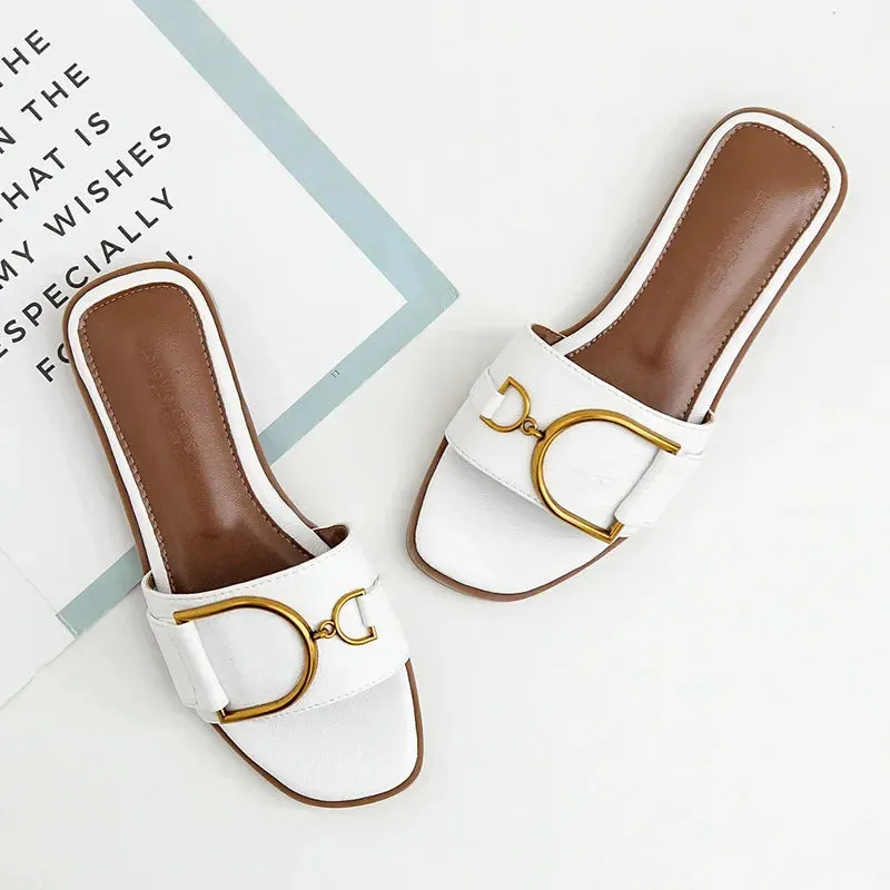 Women's Summer Leather Flats Sandals